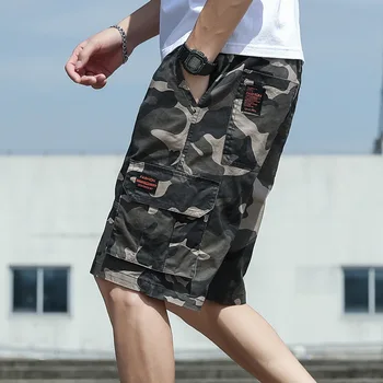 Ins la Modă pentru Bărbați pantaloni Scurți de Marfă Vrac Cordon Jumătate de Pantaloni Casual Valul Sup Streetwear Mare Buzunar de Bumbac Sport Pantaloni de Plajă