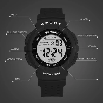 SYNOKE Bărbați Ceasuri Sport rezistent la apa LED Digital Ceas Cronograf Femei Elevii Ceas Barbati Ceas Reloj Hombre Relógio