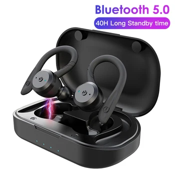Bluetooth 5.0 cârlig ureche Căști fără Fir, Căști sport TWS Stereo Căști Impermeabil Zgomotului Căști Cu Microfon