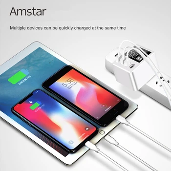 Amstar 30W LED cu USB-C de încărcare Rapidă Quick Charge 3.0 Travel Adaptor de Perete Pentru iPhone, Samsung, Xiaomi USB Încărcător de Telefon