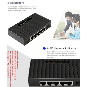 5 Port Gigabit Switch de Rețea Ethernet Inteligent Vlan Switch de Rețea Lan Hub Full sau Half Duplex Schimb