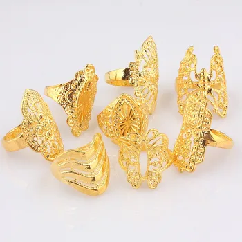 QianBei en-Gros 20buc Mix de Nunta de Culoare de Aur Inele de Logodna Inel Floare Bijuterii de Moda Pentru Femei Inel Mare