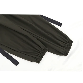Streetwear pantaloni cu lanț subțire vrac elastic talie pantaloni pentru femei de vară și de toamnă nou de înaltă talie pantaloni de armată