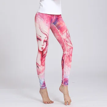 Femeile de Fitness Pantaloni de Yoga Zodiac Print Sport Colanti Slim talie Mare Jambiere Gimnastica Elastic Leggins pentru Rularea de Control Burtă