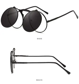 Runda Steampunk ochelari de Soare Barbati de Moda pentru Femei Ochelari de Soare de Designer de Brand Retro Cadru Metalic Dublu Obiectiv Vintage Ochelari de UV400