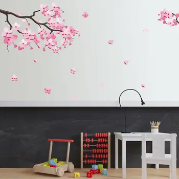 Roz flori de prun autocolant de perete camera de zi dormitor dulap decor mural detașabil frumoase autocolante decor acasă tapet