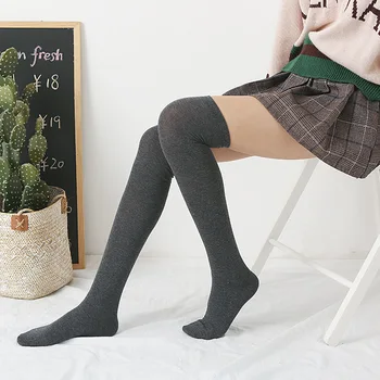 Toamna și iarna noi genunchi șosete de sex Feminin Japonez colegiul vânt culoare solidă ciorapi Femei mare tub de sosete de bumbac gros
