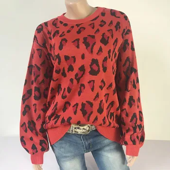 Femei Leopard de Imprimare Pulover Moda Solid Casual, Pulovere O-Gât Pulover Tricotate Halat Noi 2019 Tricotaje de Sus Женский свитер