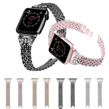 Pentru Apple Watch Band 44mm 40mm 42mm 38mm Femei Ceas Bling Diamant Brățară din Oțel Inoxidabil pentru iWatch 4 3 2 1 Centura