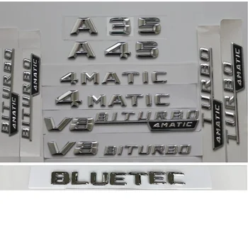 3D Chrome Litere Portbagaj Aripa Insigne Pentru Mercedes Benz W176 W177 A35 A45 AMG Emblema V8 BITURBO TURBO 4MATIC Embleme