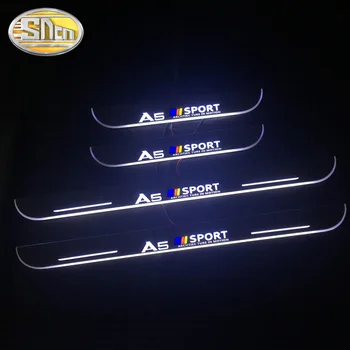 SNCN 4BUC LED-uri Auto Pragului de Ușă Pentru Audi A5 S5 RS5 Sedan 2008 - 2019 Ultra-subțire Acrilice LED-uri Dinamice bun venit Lumina Scuff Placa Pedala