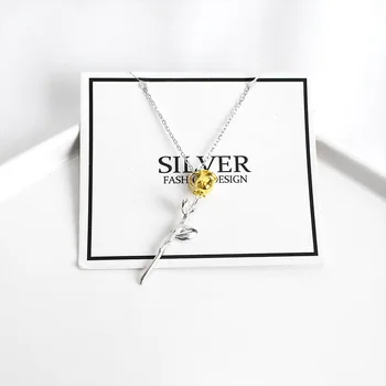 OBEAR 925 Sterling Silver Rose Flori Pandantive Colier pentru Femei Moda Bijuterii Charms