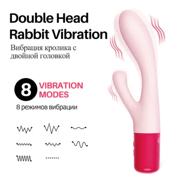 Durex Puternic Vibrator Dublu Cap Rabbit Vibrator G-Spot Silicon Stimula Clitorisul Masaj Vibrator Magic de Jucarii Sexuale pentru Femei