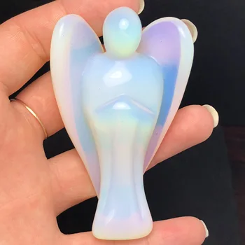Naturale opal sculptate înger de piatră pace buzunar înger păzitor statueta spirit vindecare chakra piatra de cristal statueta