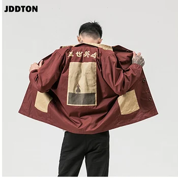 JDDTON Noua de Toamna Iarna pentru Bărbați Jachete de Imprimare Retro Uza Stil Chinezesc Canadiană Liber Casual Moda Palton JE123