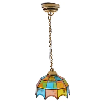 Metal 1:12 casă de Păpuși în Miniatură Lampă de Plafon Model Multicolor cu Umbrela Forma Abajur