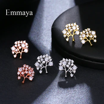 Emmaya Brand Simplu Copac Elegant Forma Trei Culori AAA Zircon Cercei Pentru Femei, Cadouri de Nunta Populare Bijuterii