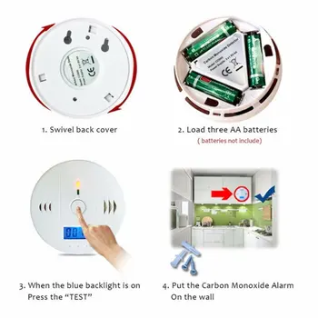 LCD Detector de Monoxid de Carbon de Alarmă CO Gaz Avertizare Senzor de Alarmă Monitor Tester de Securitate Acasă de Monoxid de Carbon Senzor Inteligent