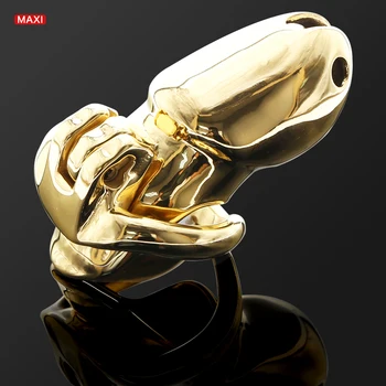 Aur cușcă,Aur HT V3 Maxi, de sex Masculin Dispozitiv de Castitate cu 4 Inele micro CUȘCĂ Centura de Castitate cușcă dominare sexuala jucarii penis cușcă