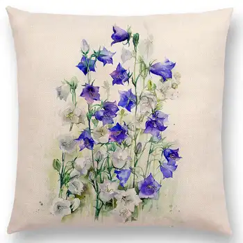 Fierbinte De Vânzare Flori Acuarelă Bluebells Muscata Albastrele Hollyhocks Buchet Floral Aquarelle Perna Decor Canapea Pernă