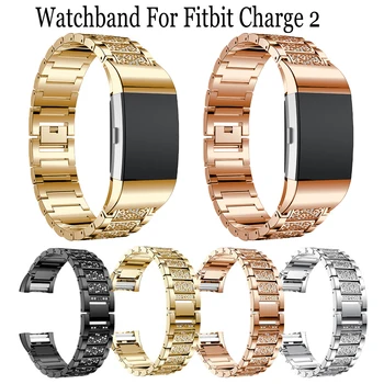 De lux Stras din oțel Inoxidabil noi watchband de Înlocuire brățară Pentru Fitbit Charge 2 ceas inteligent banda curele Accesorii