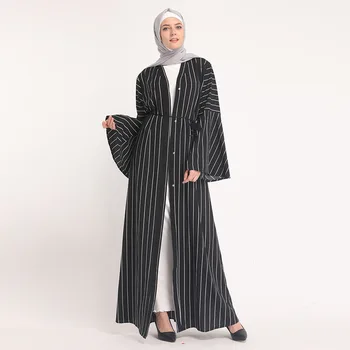 F8860-2 kleid Dubai Deschide Abaya Partid Musulman rochii Femei Caftan de Bumbac cu Dungi turco-Islamică Arabă Femei Costum Casual Uzura