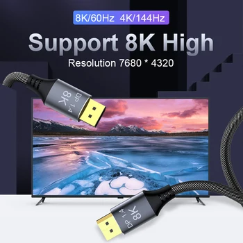 DP la DP DisplayPort Ultra HD 4K 8K Cupru Cablu DP 1.4 HBR3 8K@60Hz 4K@144Hz de Mare Viteză 32.4 Gbps HDCP 3D Subțire și Flexibil Cablu