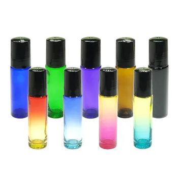 5Pcs 10ML Gradient de Sticlă Colorate Role de Sticlă Goală de Parfum Ulei Esențial de Sticla Aroma de Balsam de Buze Container