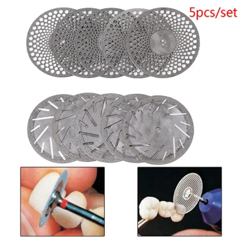 5pc/set Dentar Subtire Ultra-subțire Dublu Față de Nisip Ceramice de Albire a Dintilor Diamond Disc de Tăiere Cu Mandrină Pentru Separarea poloneză