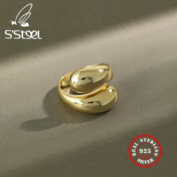 S ' steel Argint 925 Inele Pentru Femei Minimalist Picătură de Apă Deschise Inel de Aur Anillo De Plata De Ley 925 Mujer Bijuterii Fine