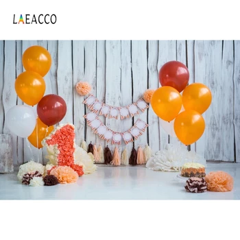 Laeacco 1 Ziua Fundaluri pentru Fotografie Petrecere Deco Baloane de Flori de Hârtie Tort Placa de Lemn Fundaluri Foto Studio Foto
