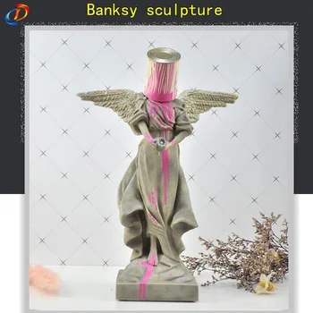 Banksy Roz Înger Decorațiuni Interioare Moderne Accesorii Moderne, Ornamente Creative Masă Statuie Rășină Birou Decor