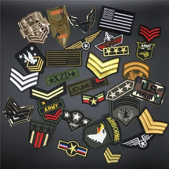 30pcs /lot Armată Militar Patch-uri Dungi pentru Haine EmbroideredIron Pe Insigne Tactice Autocolante pentru Rucsac Aplicatii