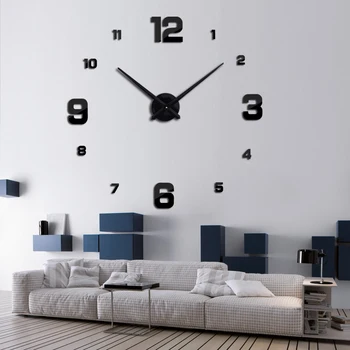 Noi de vânzare home decor circular ceas de perete modern, mare 3d diy acril oglindă cuarț autocolant ceasuri ceas cadou transport gratuit