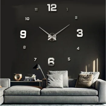 Noi de vânzare home decor circular ceas de perete modern, mare 3d diy acril oglindă cuarț autocolant ceasuri ceas cadou transport gratuit