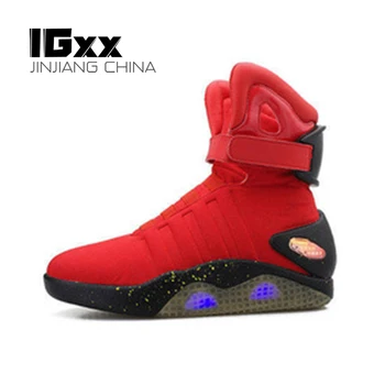 IGxx High Top CONDUS Pantofi de Lumină Pentru Bărbați CONDUS Adidași USB de Reincarcare Pantofi de Aer Înapoi În Viitor Intermitent Pantofi Mag LED Gri