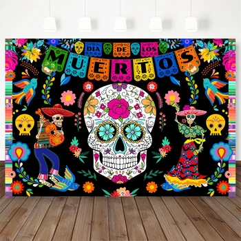 Ziua Morților Fondul Pentru Mexican Craniu de Zahăr Fotografie de Fundal Dia DE Los Muertos Dress-up, Decoratiuni Partid Banner