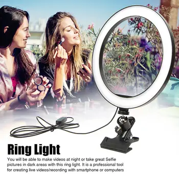Estompat 26cm USB LED Selfie Inel de Lumina Lampa Camera Video Telefon Machiaj de Lumină cu Suport Clema Clema pentru Studio Live pe Youtube