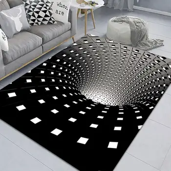 3D Spiral Dreptunghi Covor Geometrice Podea Mat Pentru Camera de zi Stereo Vision Covor Antiderapant Covoare de Lux Acasă Dormitor Podea Mat