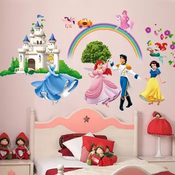 Princess Castle 3D Autocolant de Perete de Vinil Art Decalcomanii de Fete, Cameră de Decor Acasă