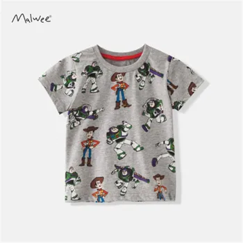 Malwee Brand Nou 2021 Copil De Vara De Top Bază De Desene Animate De Imprimare Robot Tricou Bumbac Pur Copii Băieți Fete Scurt-Maneca Tricou