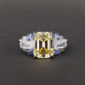 Rafinat Zircon Mare inele de Nunta pentru femei de Înaltă calitate de argint 925 Alb Galben Albastru Verde CZ Printesa ring bijuterii