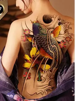 Impermeabil Tatuaj Temporar Autocolant lup și fata tot spatele tatuat mare tatuaj autocolante flash tatuaj tatuaje false pentru femei
