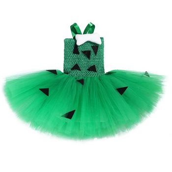 Verde Pietricele Rochie Tutu pentru Copii Fete Costum de Halloween pentru Copii de Crăciun Rochii Flintstones Os de Cosplay, Costume pentru Petrecere