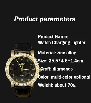 2020 Touch Comutator Senzor Bricheta Bărbați Ceasuri de Lux Diamant Aur Cuarț Ceasuri USB de Încărcare fără flacără mai Ușoare Ceasuri Cadouri pentru Bărbați