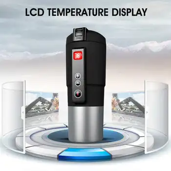 400ml de 12V din Oțel Inoxidabil, Masina de Încălzire Cupa LCD Display Digital de Încălzire a Apei Izolare Cana Auto Universal Electric Cupe