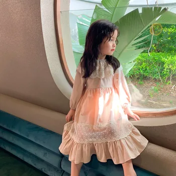 20 de Toamnă Nou Fata de Dantela Rafinat Cusaturi Printesa Rochie coreeană Stil Elegant Curtea Stil de Rochii pentru Fete Haine pentru Copii