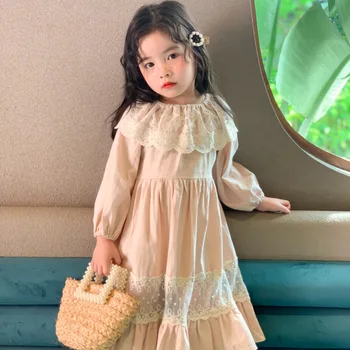 20 de Toamnă Nou Fata de Dantela Rafinat Cusaturi Printesa Rochie coreeană Stil Elegant Curtea Stil de Rochii pentru Fete Haine pentru Copii