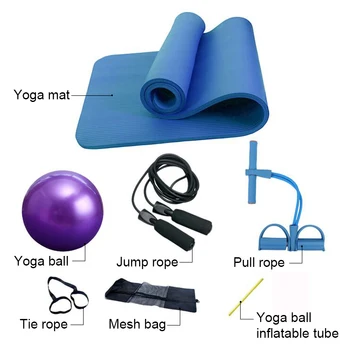 Saltea de Yoga de Patru piese de Incepator Anti-derapare Pilates Ball (25cm) Cordon Sari Coarda Set Dans de Fitness Acasă 183*61*0.1 cm Exercițiu