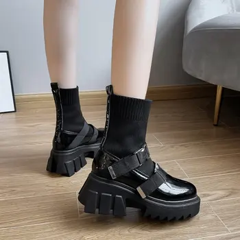 Goth Platforma Cizme Femei Pantofi De Pluș Cizme De Iarna Pentru Femei De Moda 2020 Doamnelor Cizme Genunchi Ridicat Gotic Indesata Femeie Pantofi